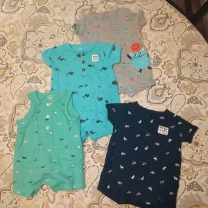4 Carter's baby boy rompers size 3M